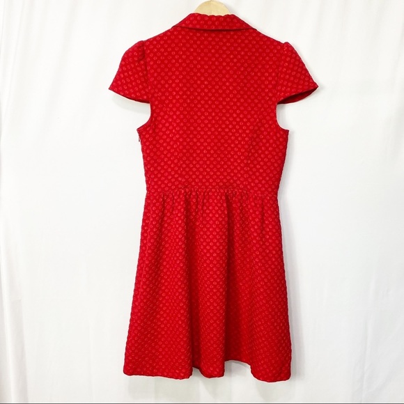 Kensie-True Red textured cap sleeve collared shift dress SM - Picture 3 of 8